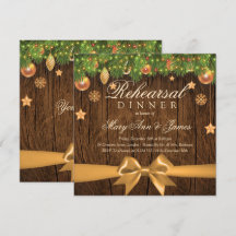 クリスマス・ウェディング・リハーサル・ディナー・ゴールド・デコ