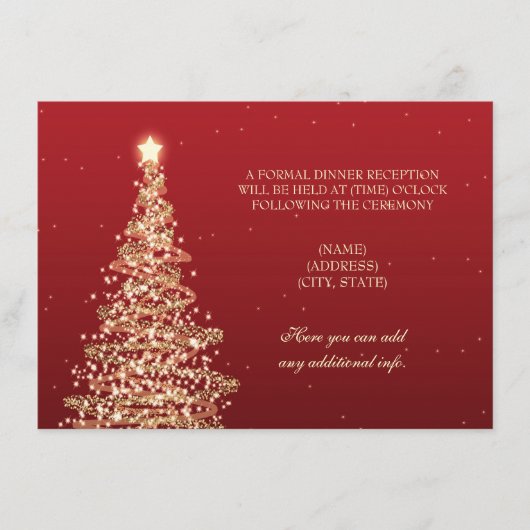 クリスマス ウェディング レセプション 赤 ゴールド エンクロージャーカード (正面)