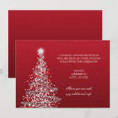 クリスマス ウェディング レセプション 赤 銀 招待状 (正面/裏面)