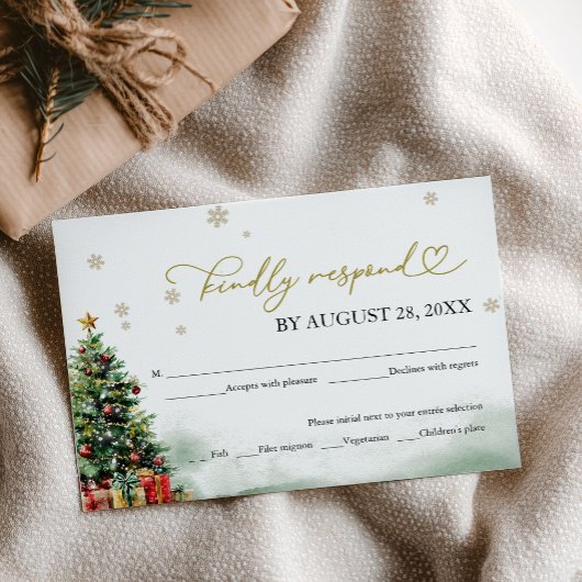 クリスマス ウェディング RSVP フードオプション付き
