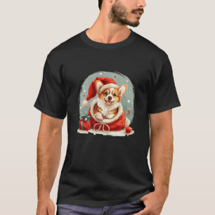 クリスマス ウェルシュコーギー 子犬 かわいい サンタ 犬 赤 おもちゃ Tシャツ