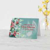 クリスマス・ウォーター・カラー・ミュージック・ノートのコーラス・ディレクター カード (黄色い花)