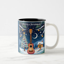 クリスマス ウクレレ 楽器 音楽 冬 ツートーンマグカップ