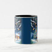 クリスマス ウクレレ 楽器 音楽 冬 ツートーンマグカップ (中央)