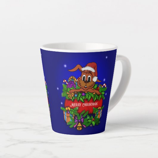 クリスマス・ウサギ カフェラテマグ (右アングル)