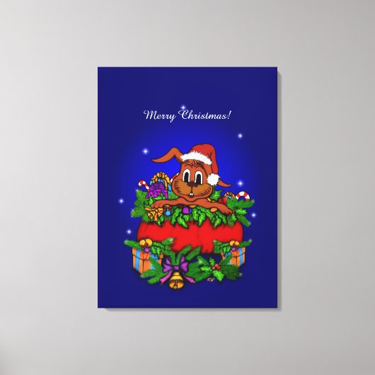 クリスマス・ウサギ キャンバスプリント (正面)