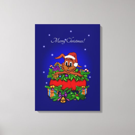 クリスマス・ウサギ キャンバスプリント (正面)