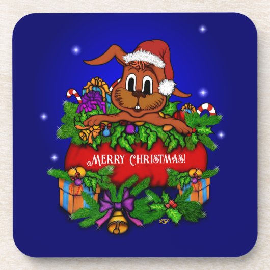クリスマス・ウサギ コースター (正面)