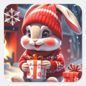 クリスマス・ウサギ スクエアシール (正面)