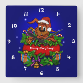 クリスマス・ウサギ スクエア壁時計