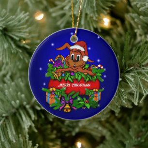 クリスマス・ウサギ セラミックオーナメント