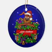 クリスマス・ウサギ セラミックオーナメント (左)