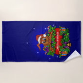 クリスマス・ウサギ ビーチタオル (正面)