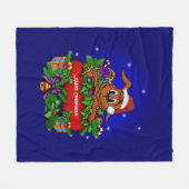 クリスマス・ウサギ フリースブランケット (正面(横))