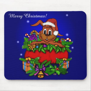 クリスマス・ウサギ マウスパッド