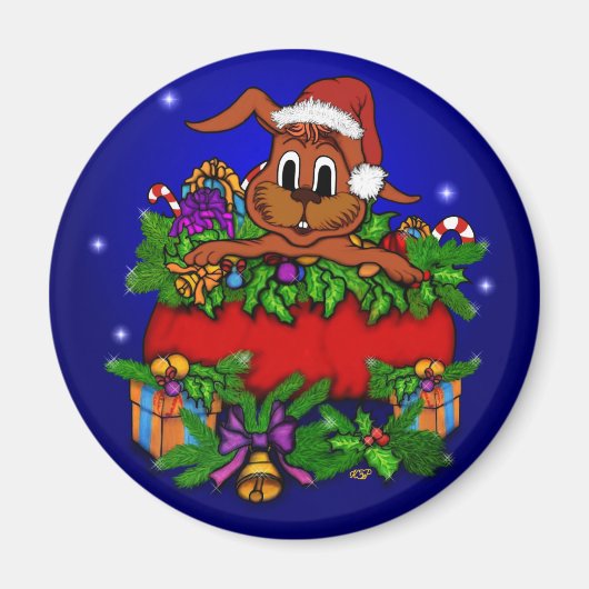 クリスマス・ウサギ マグネット (正面)