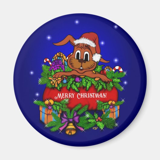 クリスマス・ウサギ マグネット (正面)