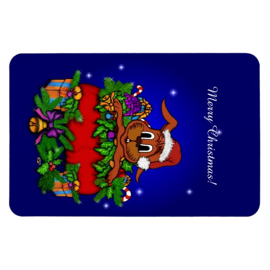 クリスマス・ウサギ マグネット (横)