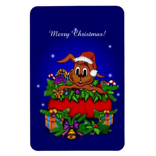 クリスマス・ウサギ マグネット (縦)