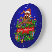 クリスマス・ウサギ ラージ壁時計 (傾斜)