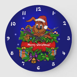 クリスマス・ウサギ ラージ壁時計