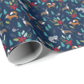 クリスマス·ウッドランド海軍 ラッピングペーパー (ロールコーナー)