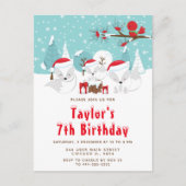 クリスマス　ウッドランド　アークティック　フォックス　バースデー　パーティー ポストカード (正面)