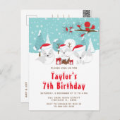 クリスマス ウッドランド アークティック フォックス 誕生日パーティー ポストカード (正面/裏面)