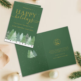 クリスマス+ウッドランド+スノー+グリーン+ゴールドの企業ロゴ シーズンカード