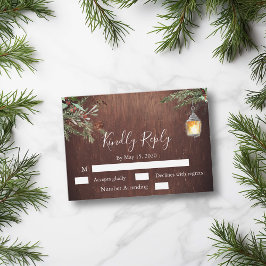 クリスマス ウッド パイン ウィンター ウェディング RSVP ノートカード