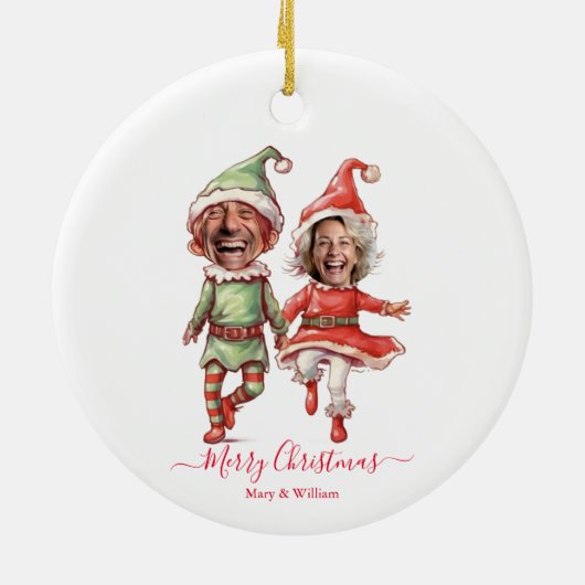 クリスマス+エルフの写真2枚 セラミックオーナメント (裏面)