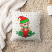 クリスマス+エルフ+松+ポインセチア+星 クッション (ブランケット)