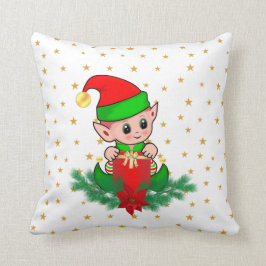 クリスマス+エルフ+松+ポインセチア+星 クッション