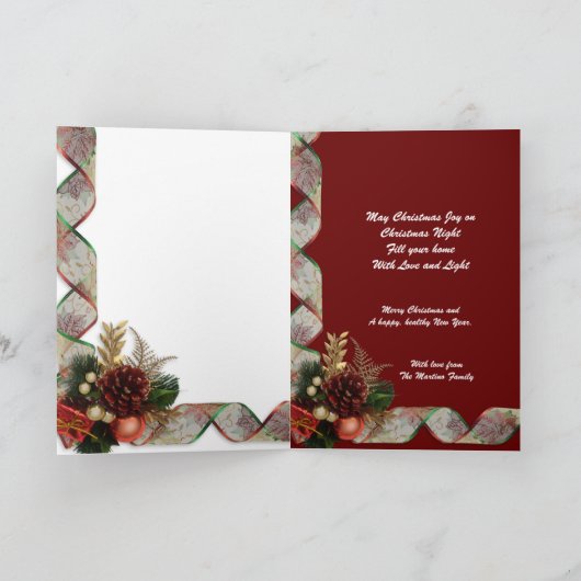 クリスマス・エレガンス・カード・金ゴールドとビクトリアン赤 シーズンカード (内部)