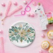 クリスマス エレガントな白いポインセチア ユーカリ ペーパープレート (パーティー)