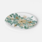 クリスマス エレガントな白いポインセチア ユーカリ ペーパープレート (アングル)