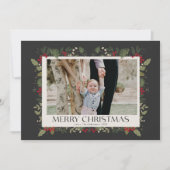 クリスマス・エレガント・ウィンター・ホリー・ボタニカル写真 シーズンカード (正面)