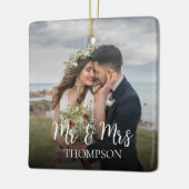 クリスマス・エレガント・フォト 夫婦 シンプル セラミックオーナメント (左)