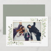 クリスマス エレガント 水彩 グリーン 花卉 フォト (正面/裏面)