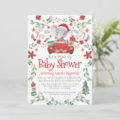 クリスマス エレファント ドライブバイ ベイビーシャワー インビテーション (スタンド正面)