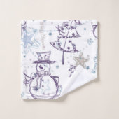 クリスマス・エレメント・スノーマン・スケッチ バスタオルセット (ウォッシュタオル)