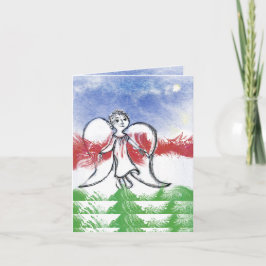 クリスマス・エンジェルとスター・ホリデー・グリーティング・カード カード