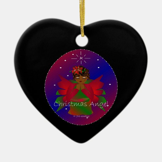 クリスマス・エンジェルベビーブラックII セラミックオーナメント (正面)