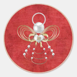 クリスマス・エンジェル・オブ・ジョイ – 赤 ラウンドシール