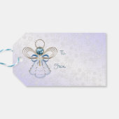 クリスマス・エンジェル・オブ・フェイスブルー&金ゴールド「宛先:自:」 ギフトタグ (裏面横)