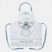 クリスマス・エンジェル・オブ・信仰金ゴールド・フィリグリー・ブルー・ドット エプロン (正面)