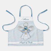 クリスマス・エンジェル・オブ・信仰金ゴールド・フィリグリー・ブルー・ドット エプロン (正面)