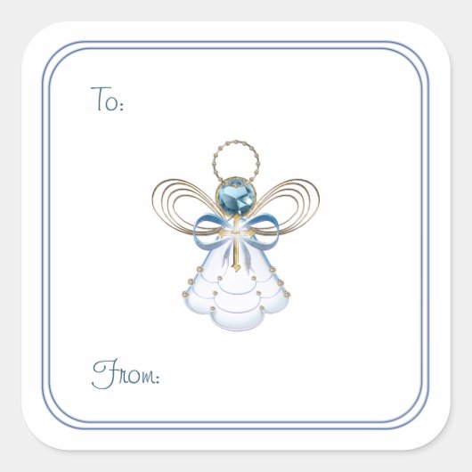 クリスマス・エンジェル・オブ・信仰 – ステッカーのギフトラベル スクエアシール (正面)