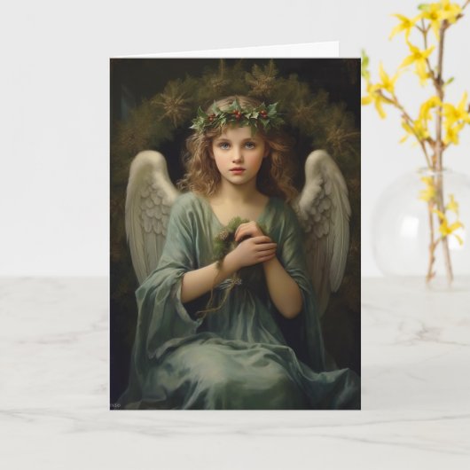 クリスマス・エンジェル カード (黄色い花)