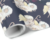 クリスマス・エンジェル・シェパードと羊の模様 ラッピングペーパー (ロールコーナー)